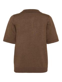 Saint Tropez Mila Short Sleeve Collar Jumper - view 2, Fondue Fudge Melange