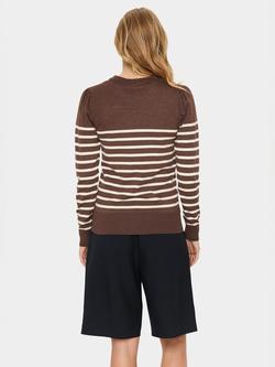 Saint Tropez Mila Stripe Crew Neck Jumper - view 2, Fondue Fudge/Rice