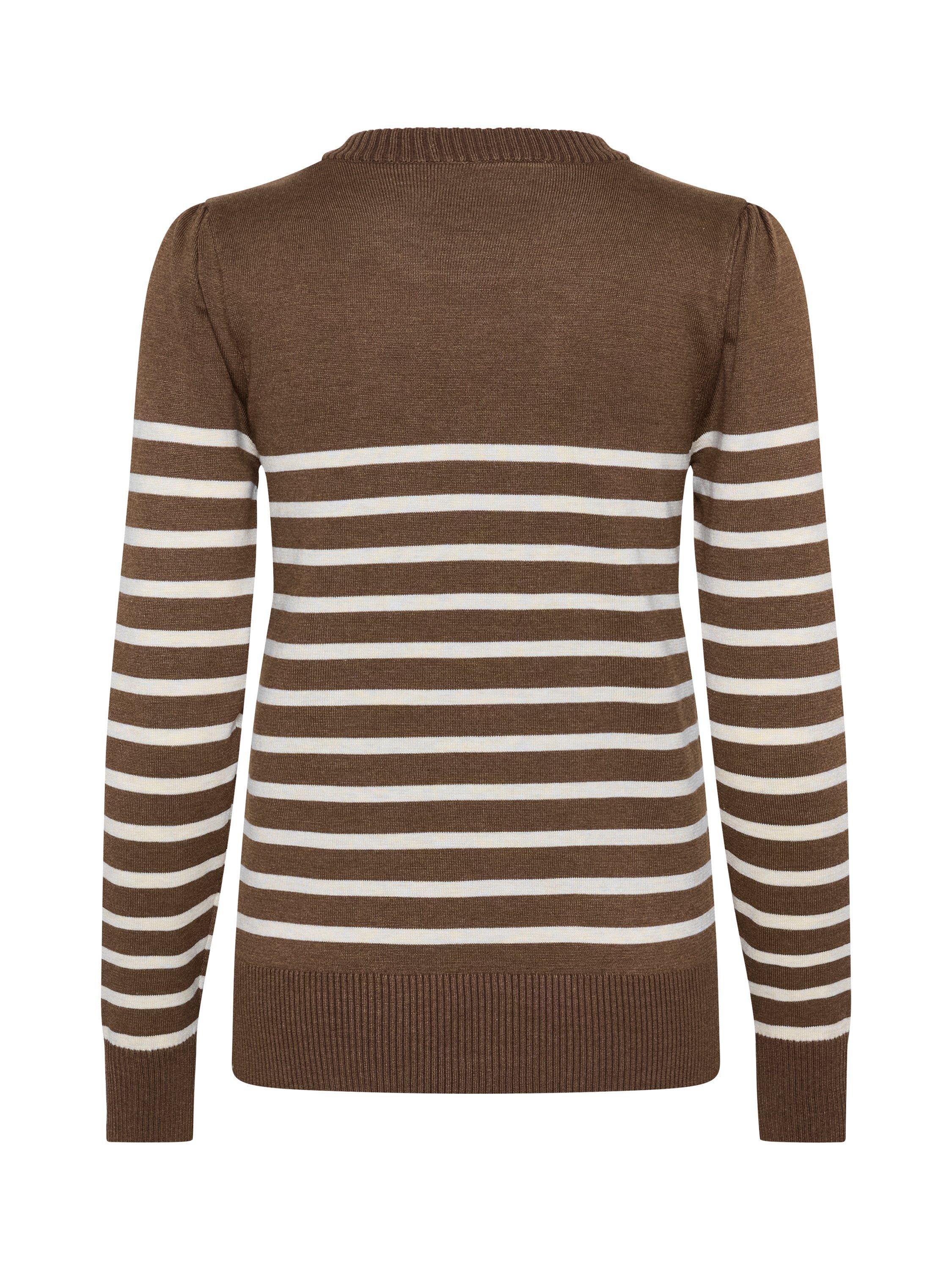 Product image 6 of 6, which shows Saint Tropez Mila Stripe Crew Neck Jumper, Fondue Fudge/Rice, XS