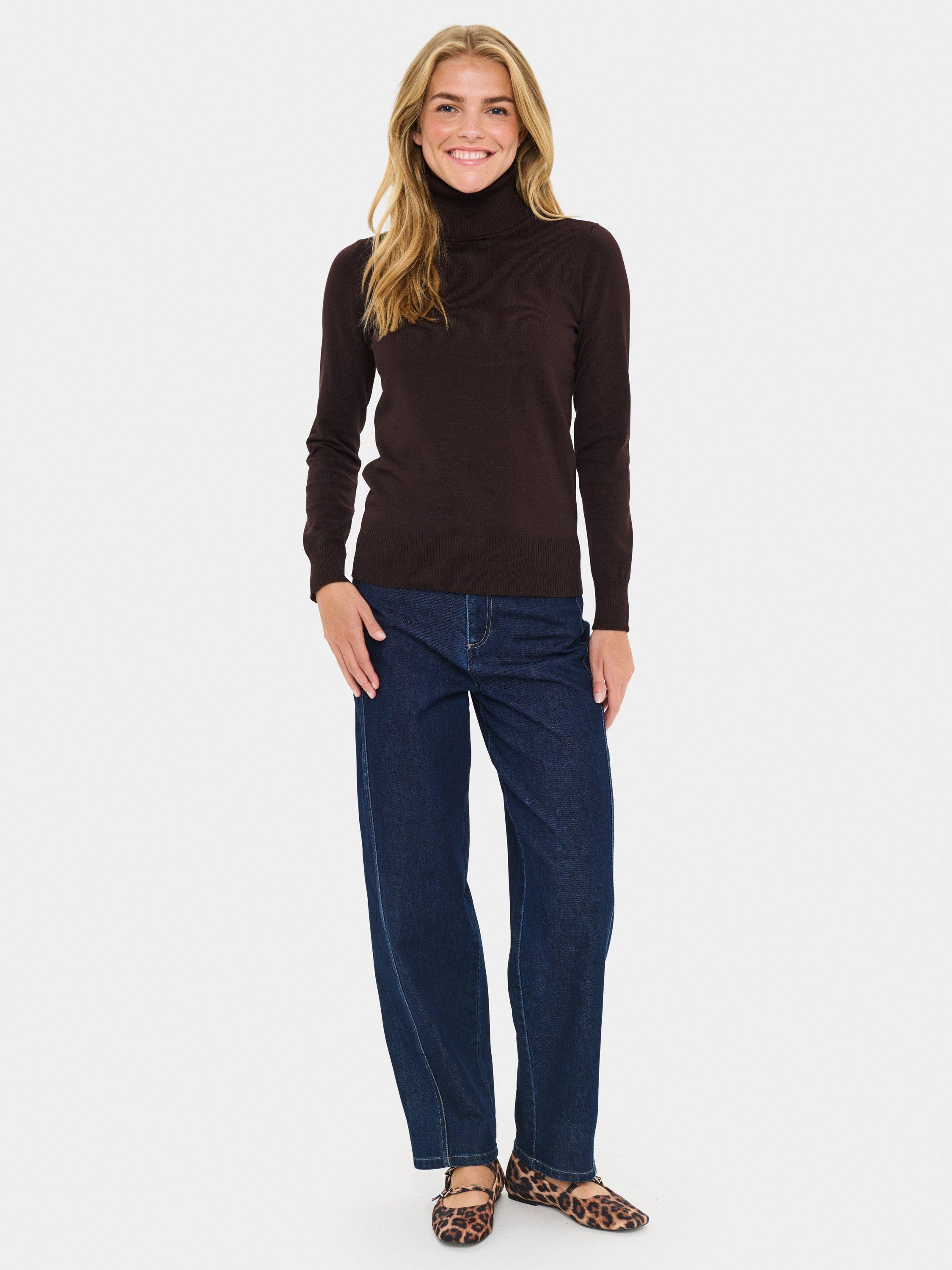 Product image 3 of 6, which shows Saint Tropez Mila Roll Neck Jumper, Chocolate Plum, XS