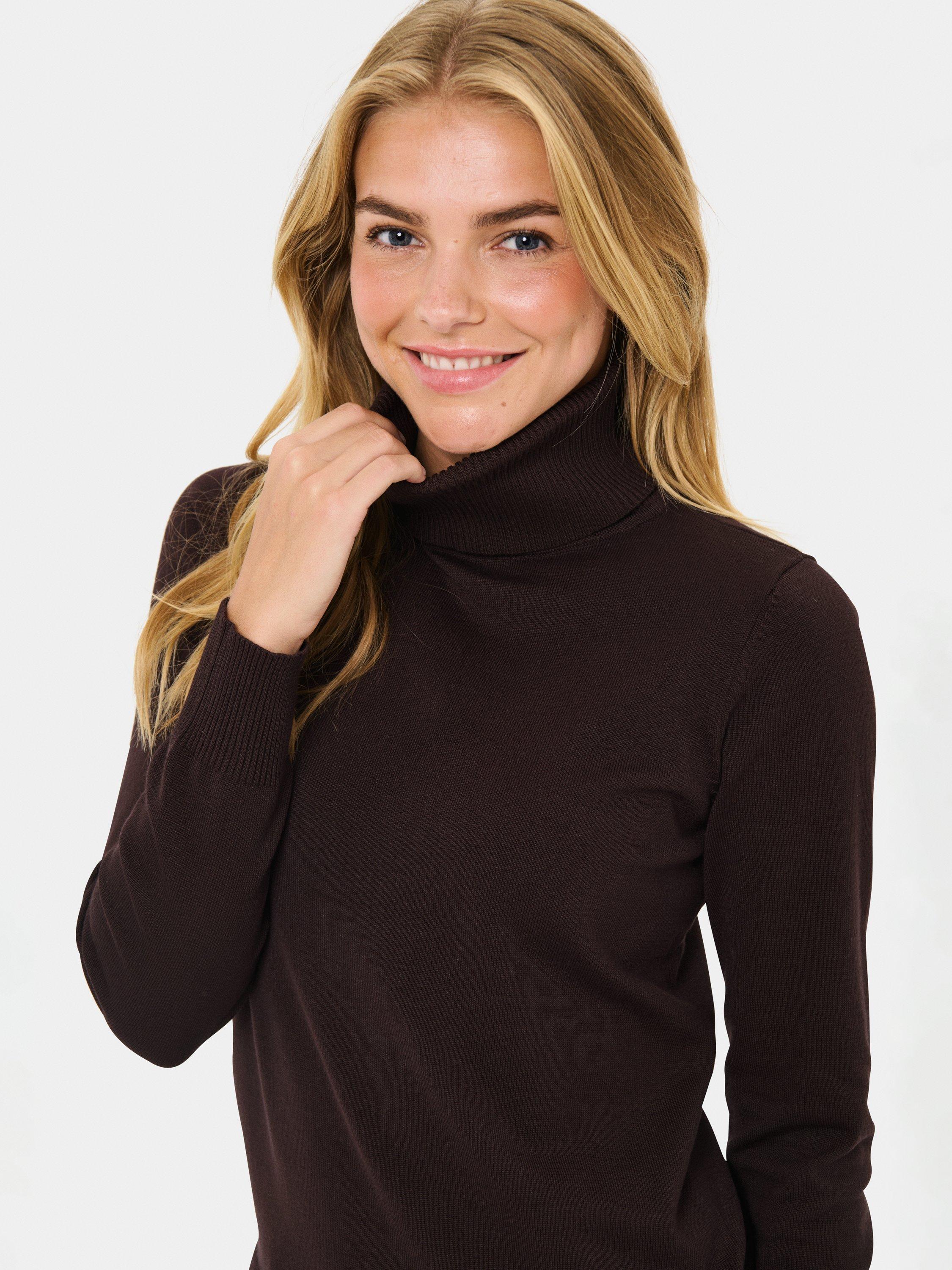 Product image 4 of 6, which shows Saint Tropez Mila Roll Neck Jumper, Chocolate Plum, XS