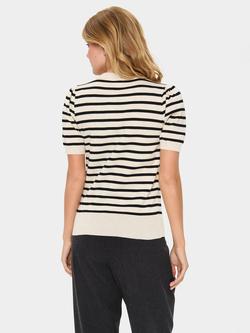 Saint Tropez Mila Stripe Crew Neck Jumper - view 2, Rice/Black