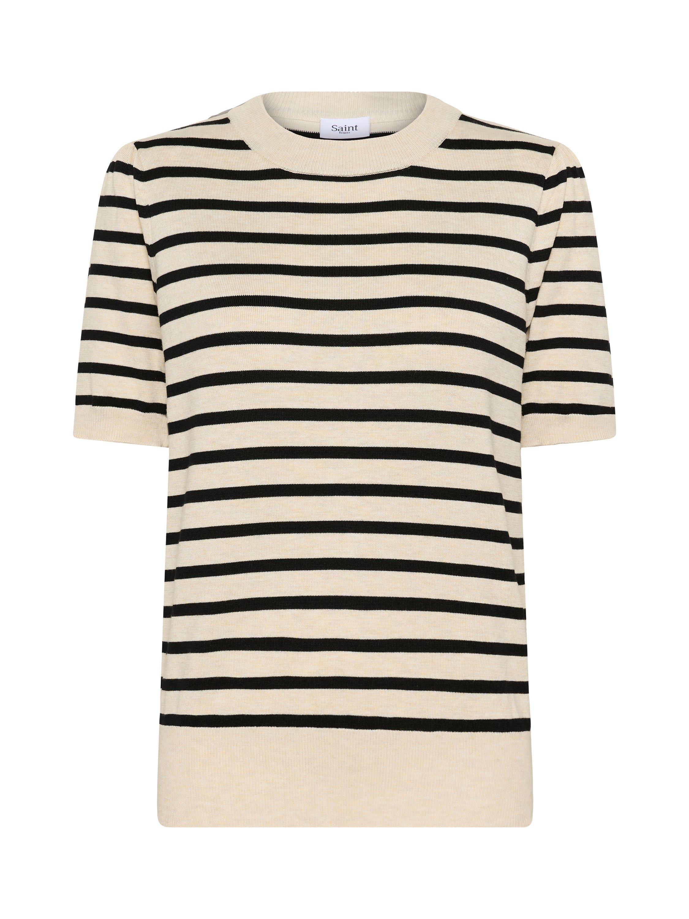 Product image 5 of 6, which shows Saint Tropez Mila Stripe Crew Neck Jumper, Rice/Black, XS