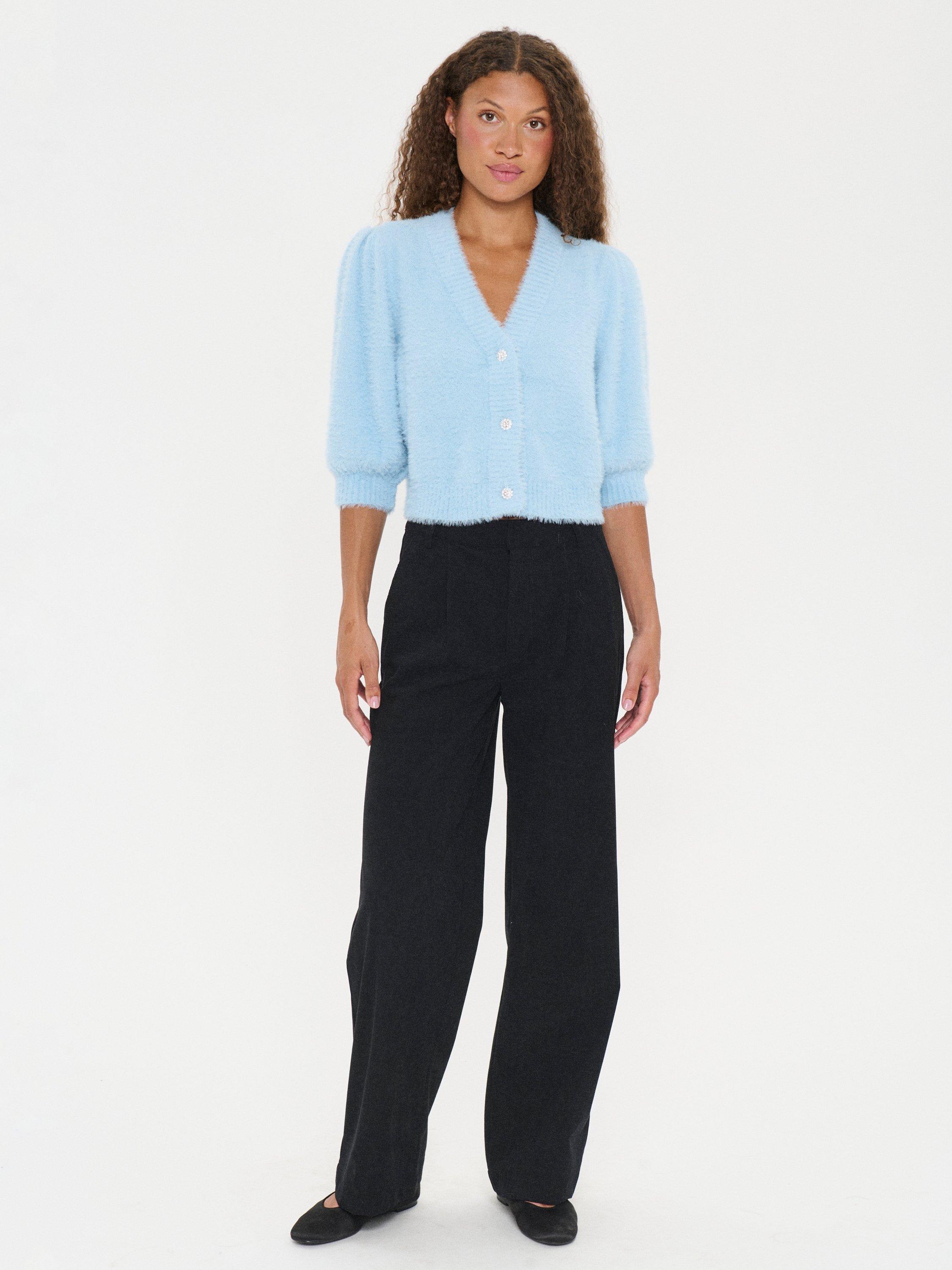 Product image 3 of 6, which shows Saint Tropez Banni Short Sleeve V-Neck Cardigan, Starlight Blue, XS