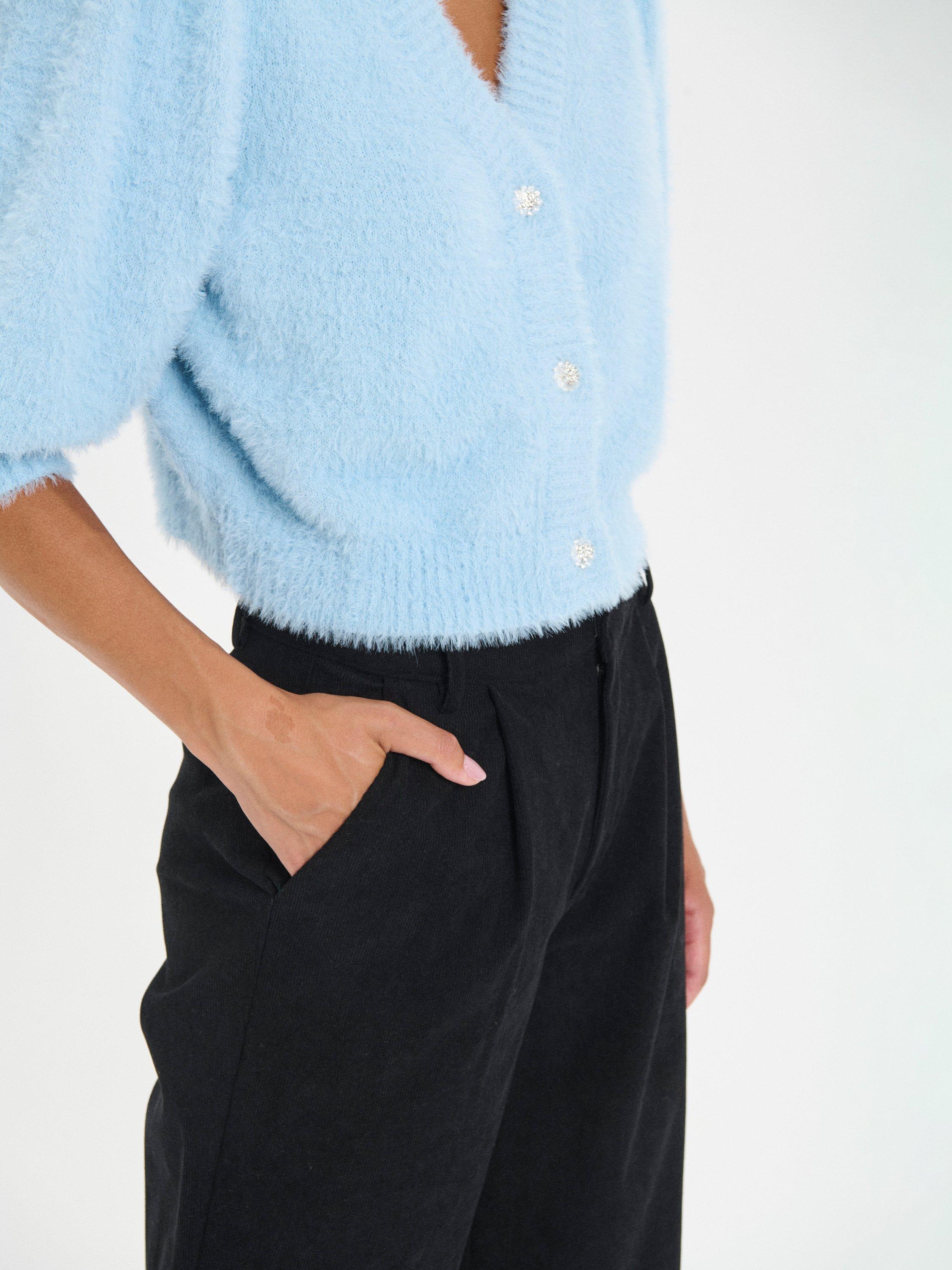 Product image 4 of 6, which shows Saint Tropez Banni Short Sleeve V-Neck Cardigan, Starlight Blue, XS