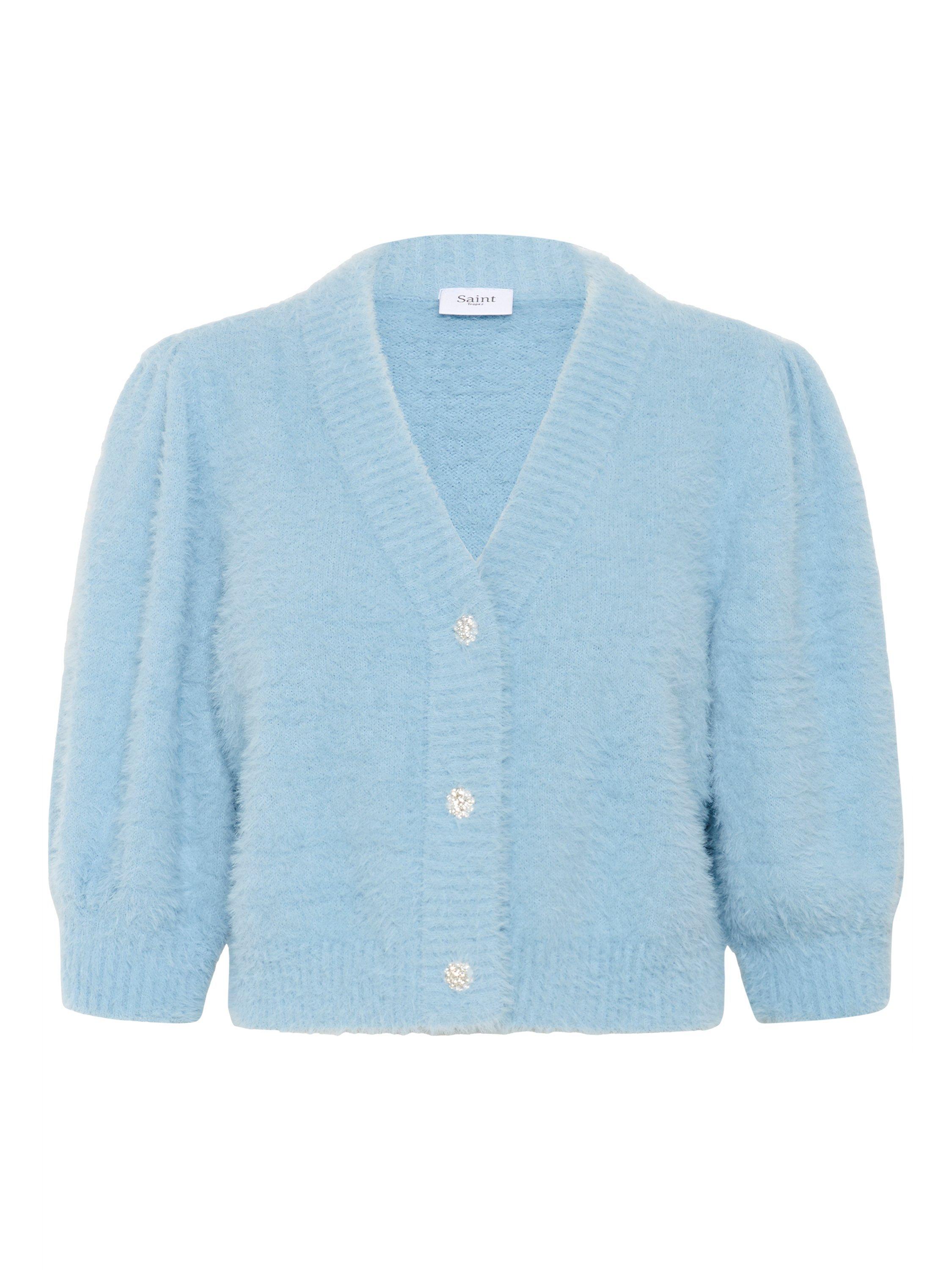 Product image 5 of 6, which shows Saint Tropez Banni Short Sleeve V-Neck Cardigan, Starlight Blue, XS