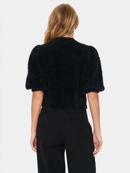 Saint Tropez Banni Short Sleeve V-Neck Cardigan - view 2, Black