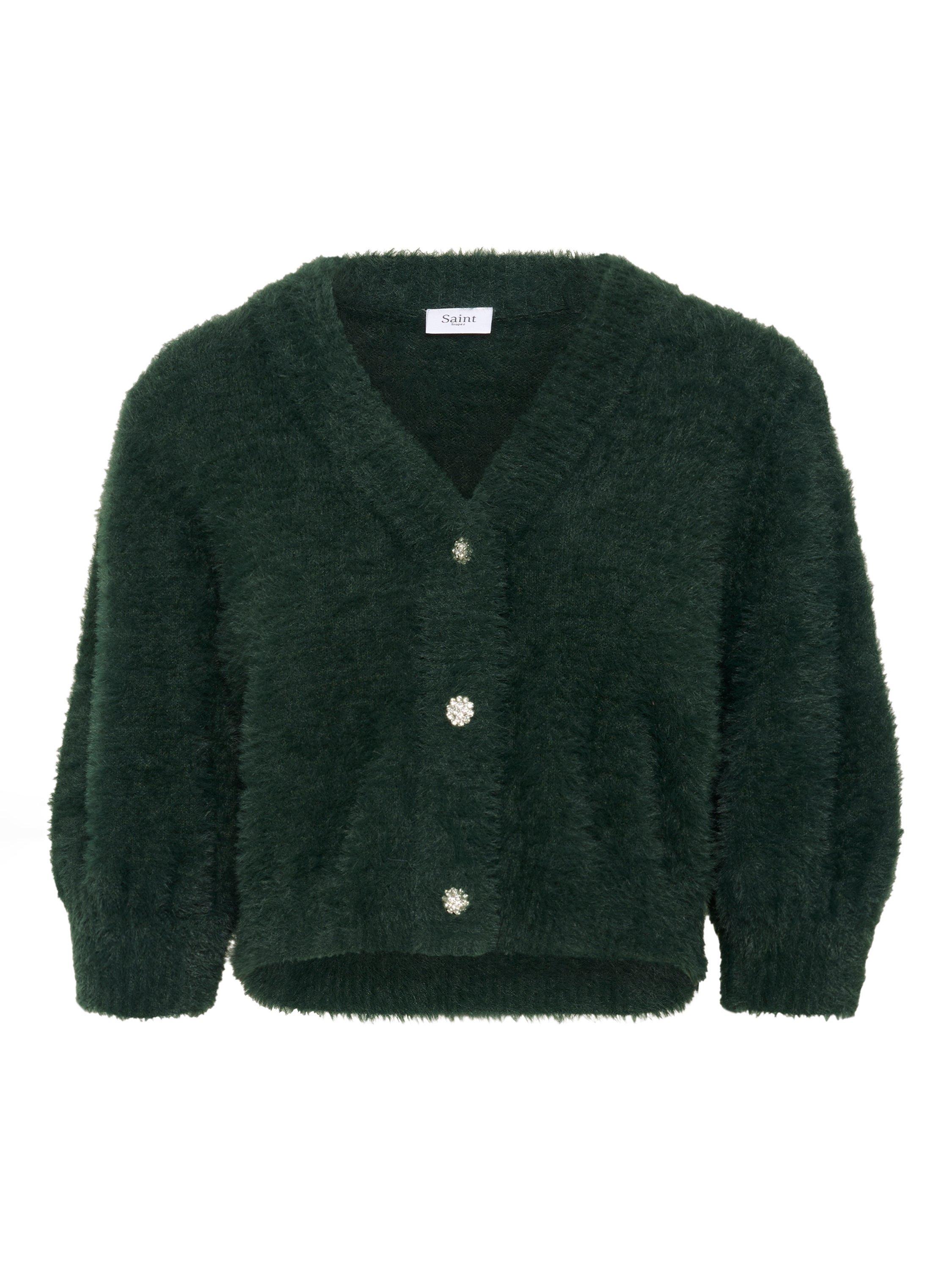 Product image 1 of 2, which shows Saint Tropez Banni Short Sleeve V-Neck Cardigan, June Bug, XS