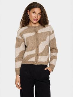 Saint Tropez Mallie Abstract Stripe Cardigan, Beige/Multi