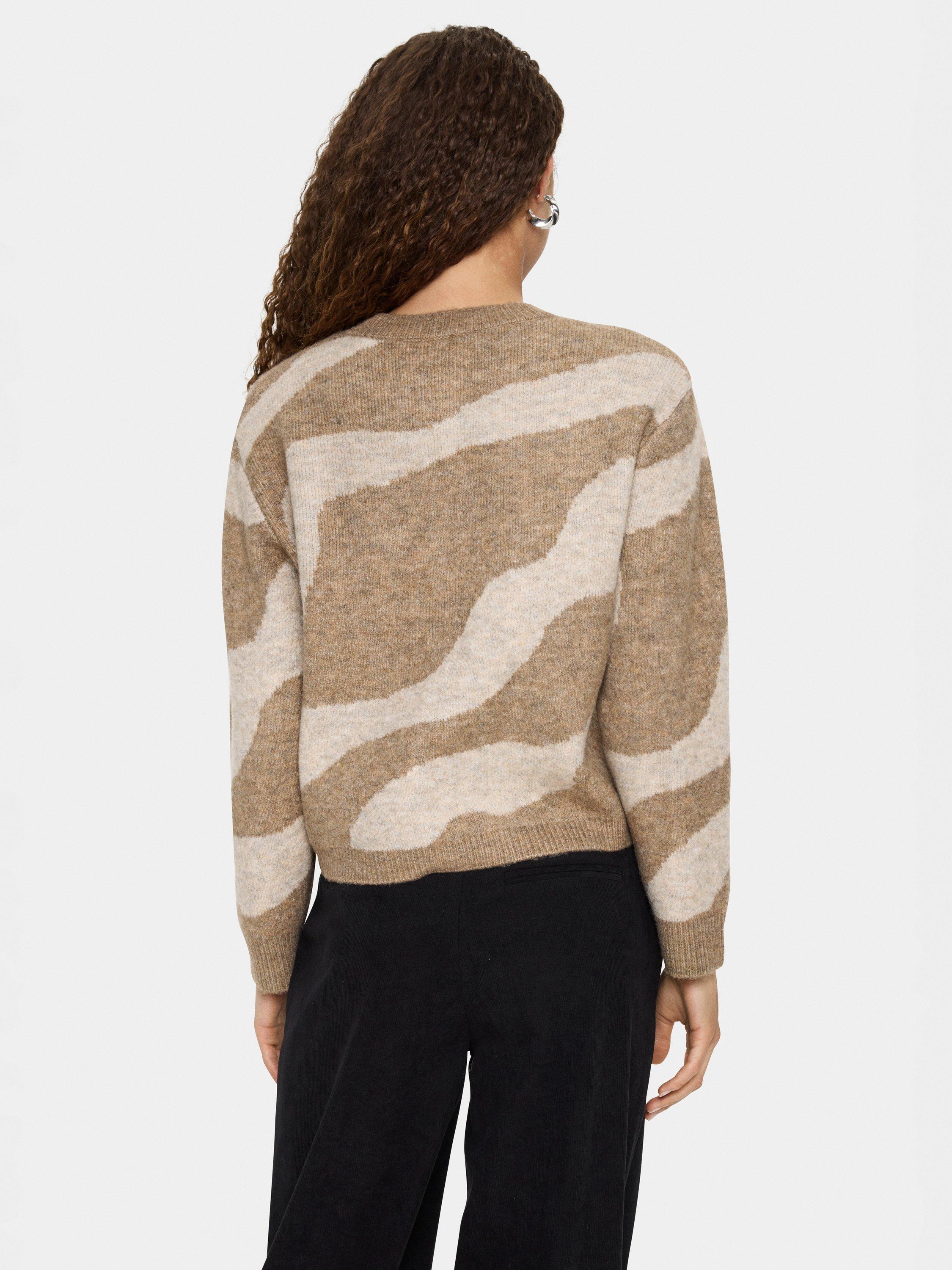 Product image 2 of 6, which shows Saint Tropez Mallie Abstract Stripe Cardigan, Beige/Multi, XS