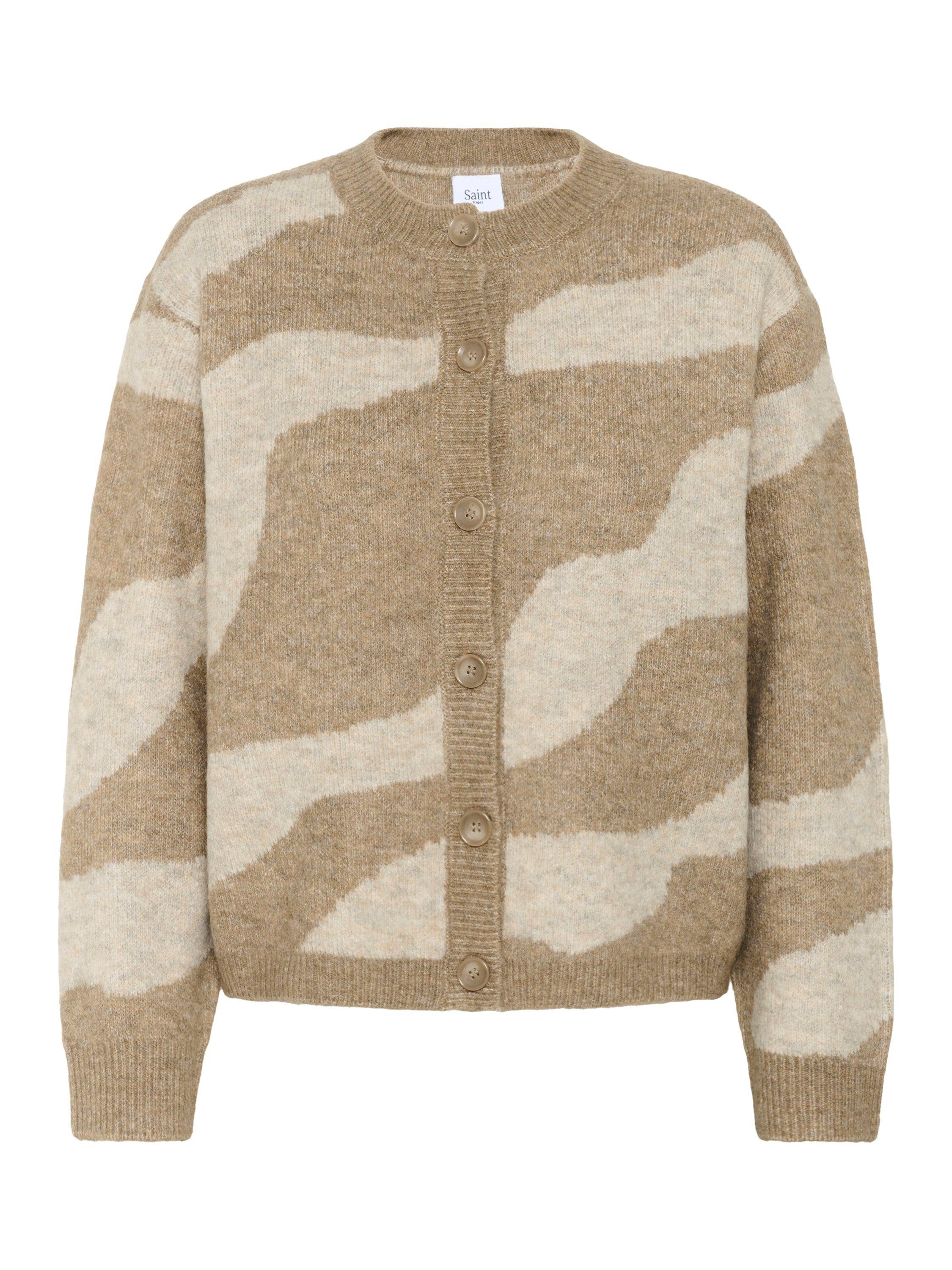 Product image 5 of 6, which shows Saint Tropez Mallie Abstract Stripe Cardigan, Beige/Multi, XS