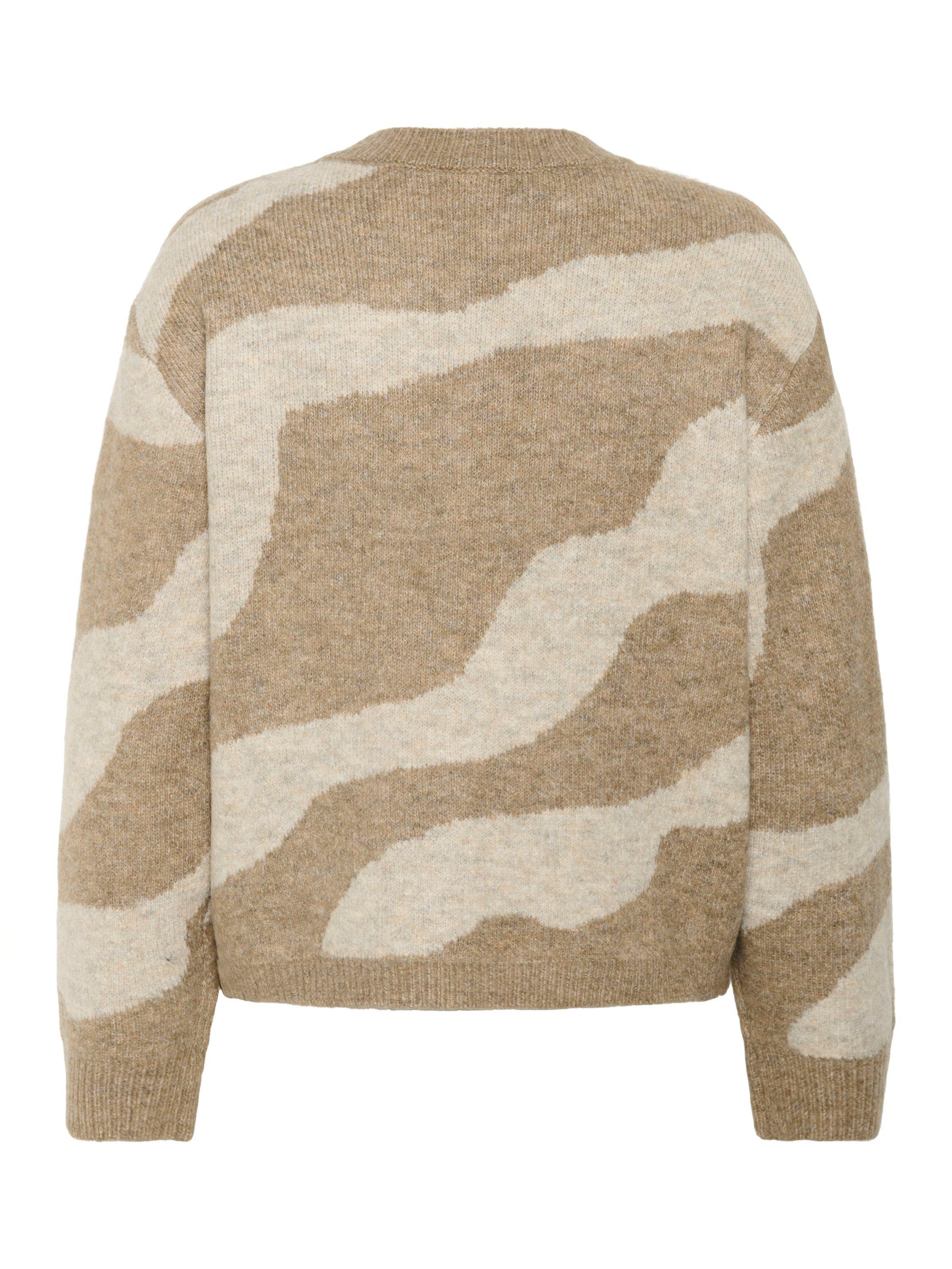 Product image 6 of 6, which shows Saint Tropez Mallie Abstract Stripe Cardigan, Beige/Multi, XS