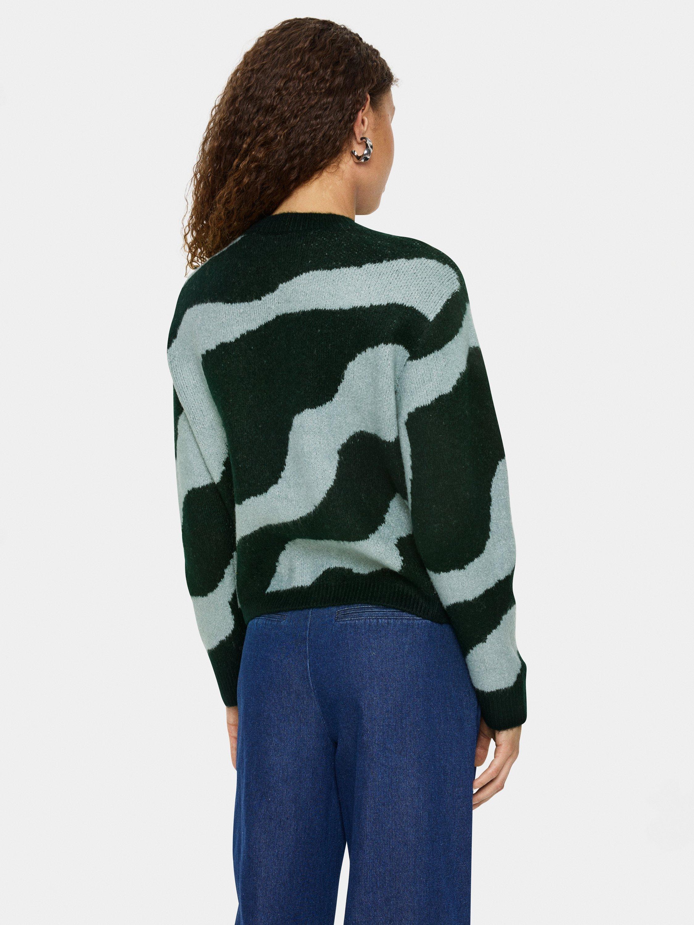 Product image 2 of 6, which shows Saint Tropez Mallie Abstract Stripe Cardigan, Green/Multi, XS