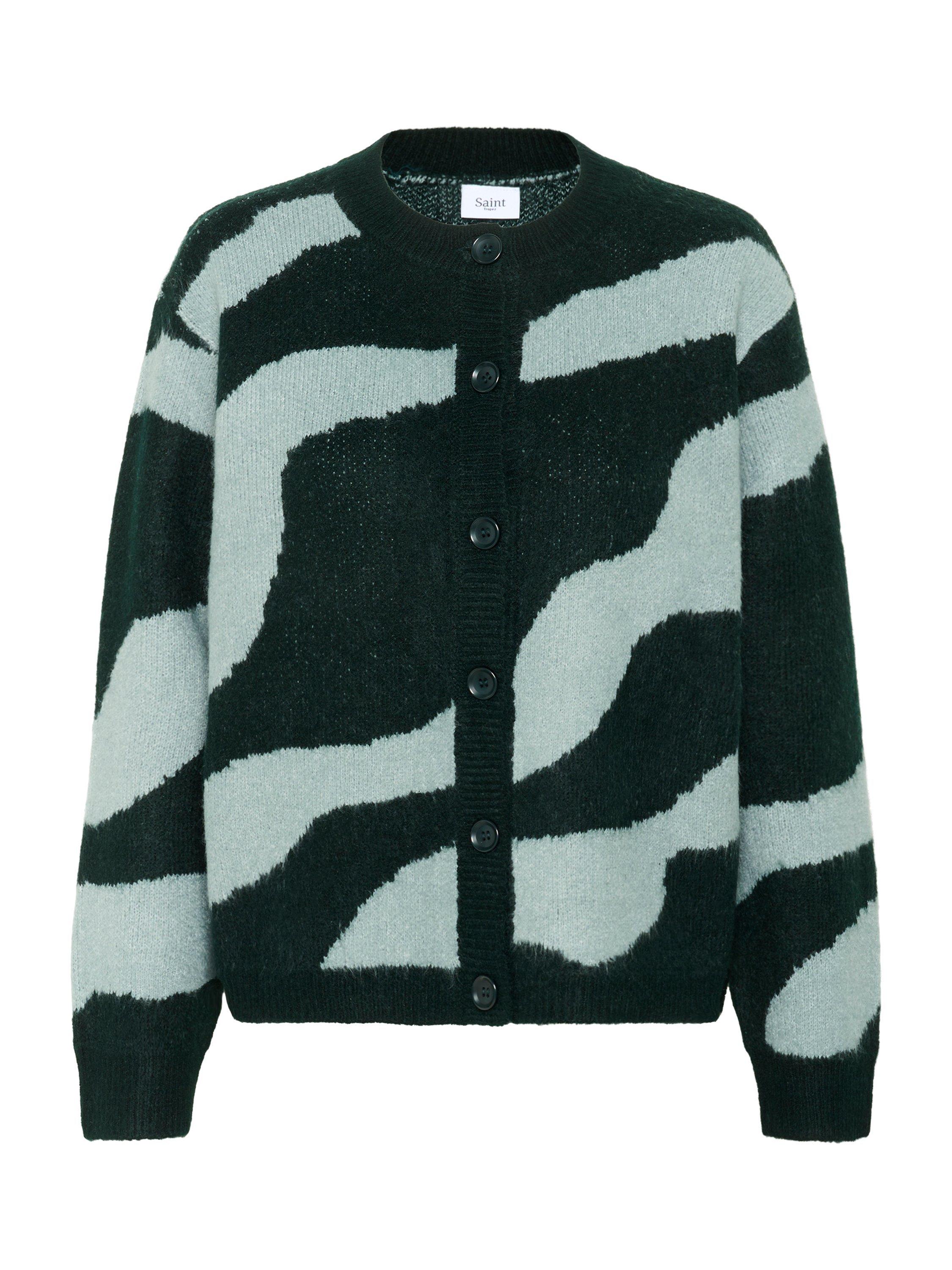 Product image 5 of 6, which shows Saint Tropez Mallie Abstract Stripe Cardigan, Green/Multi, XS