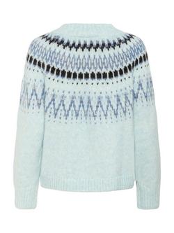 Saint Tropez Megna Fair Isle Round Neck Cardigan - view 2, Starlight Blue Melan