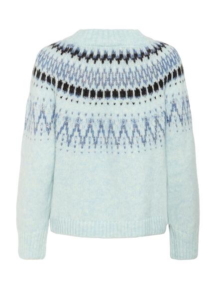 Saint Tropez Megna Fair Isle Round Neck Cardigan - view 2, Starlight Blue Melan