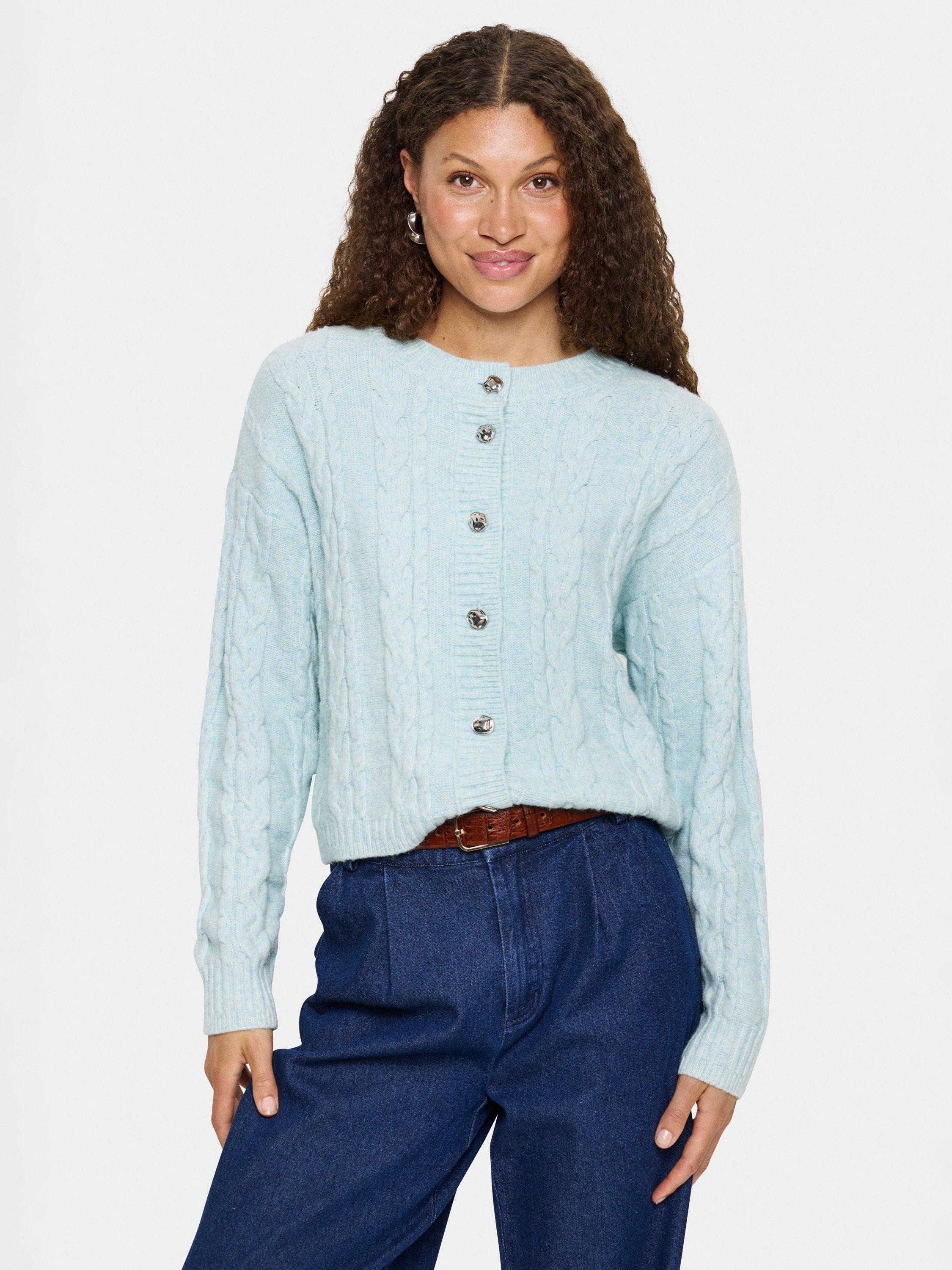 Product image 1 of 6, which shows Saint Tropez Moira Crew Neck Cardigan, Starlight Blue, XS