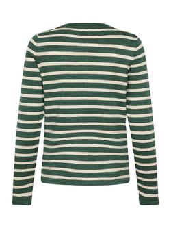 Saint Tropez Mila Stripe Crew Neck Cardigan - view 2, Green/Multi