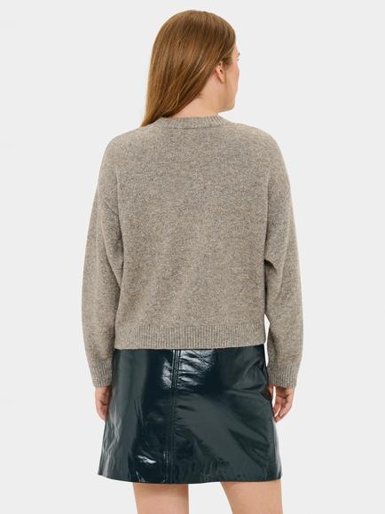 Saint Tropez Nova Sparkle Crew Neck Cardigan, Pine Bark Melange - view 2, Pine Bark Melange
