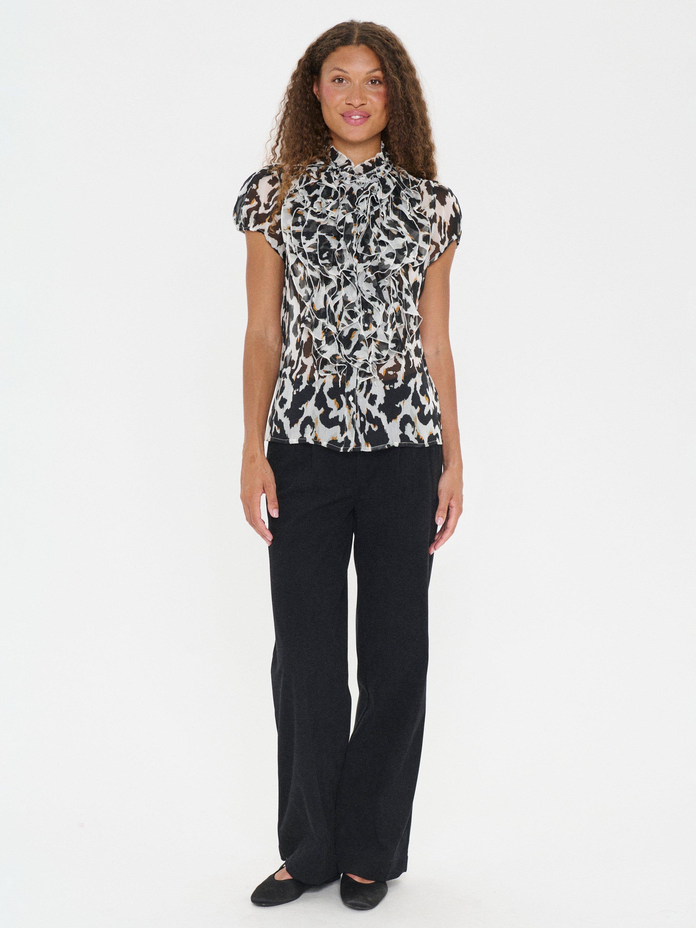 Product image 3 of 6, which shows Saint Tropez Lilja Animal Print Blouse, Multi, XS