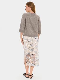 Saint Tropez Nova Sparkle Crew Neck Jumper, Pine Bark Melange - view 2, Pine Bark Melange