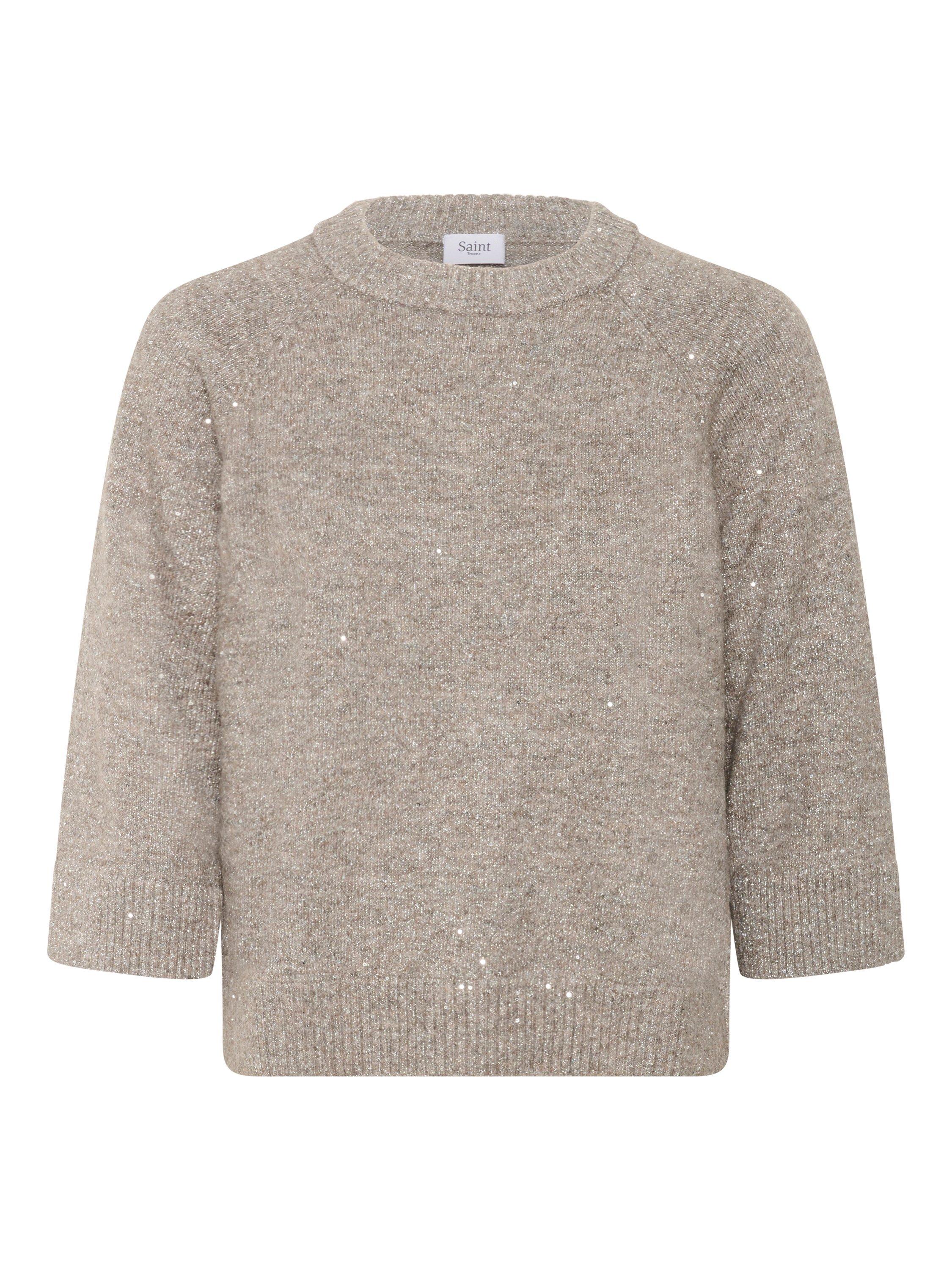 Product image 5 of 6, which shows Saint Tropez Nova Sparkle Crew Neck Jumper, Pine Bark Melange, XS