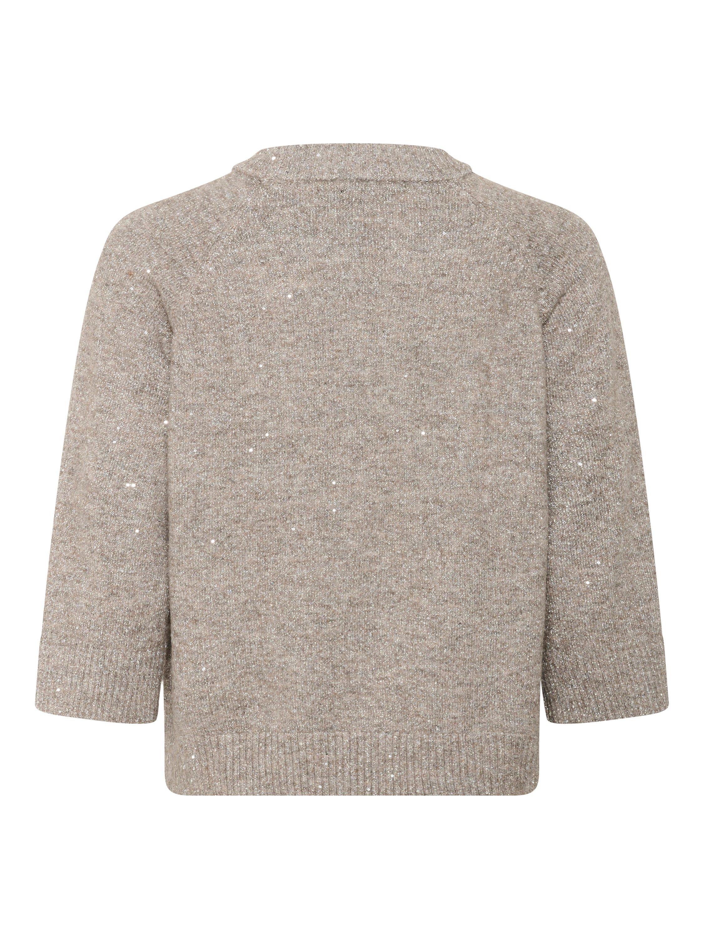 Product image 6 of 6, which shows Saint Tropez Nova Sparkle Crew Neck Jumper, Pine Bark Melange, XS