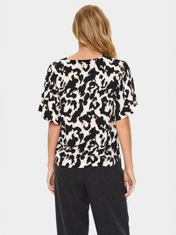 Saint Tropez Marca Animal Print Short Sleeve V Neck Blouse - view 2, Multi