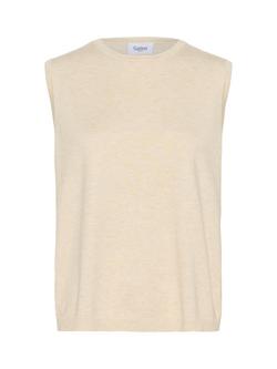 Saint Tropez Mila Sleeveless Crew Neck Vest, Rice Melange