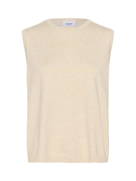 Saint Tropez Mila Sleeveless Crew Neck Vest, Rice Melange