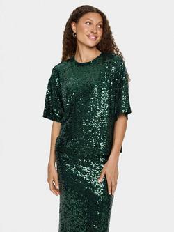 Saint Tropez Myra Sequin Crew Neck Blouse, June Bug