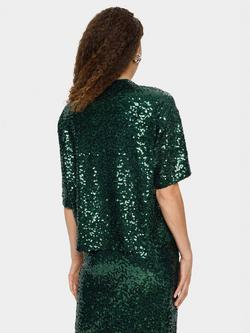 Saint Tropez Myra Sequin Crew Neck Blouse - view 2, June Bug