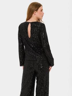 Saint Tropez Neyana Sequin Long Sleeve Blouse, Black - view 2, Black