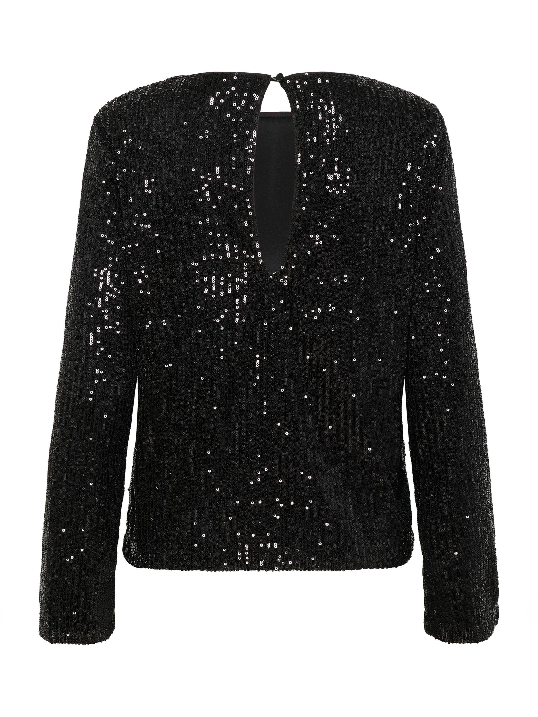 Product image 6 of 6, which shows Saint Tropez Neyana Sequin Long Sleeve Blouse, Black, XS
