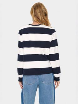 Saint Tropez Majsa Embroidered Love Heart Striped Sweatshirt, Night Sky/Ice Block - view 2, Night Sky/Ice Block