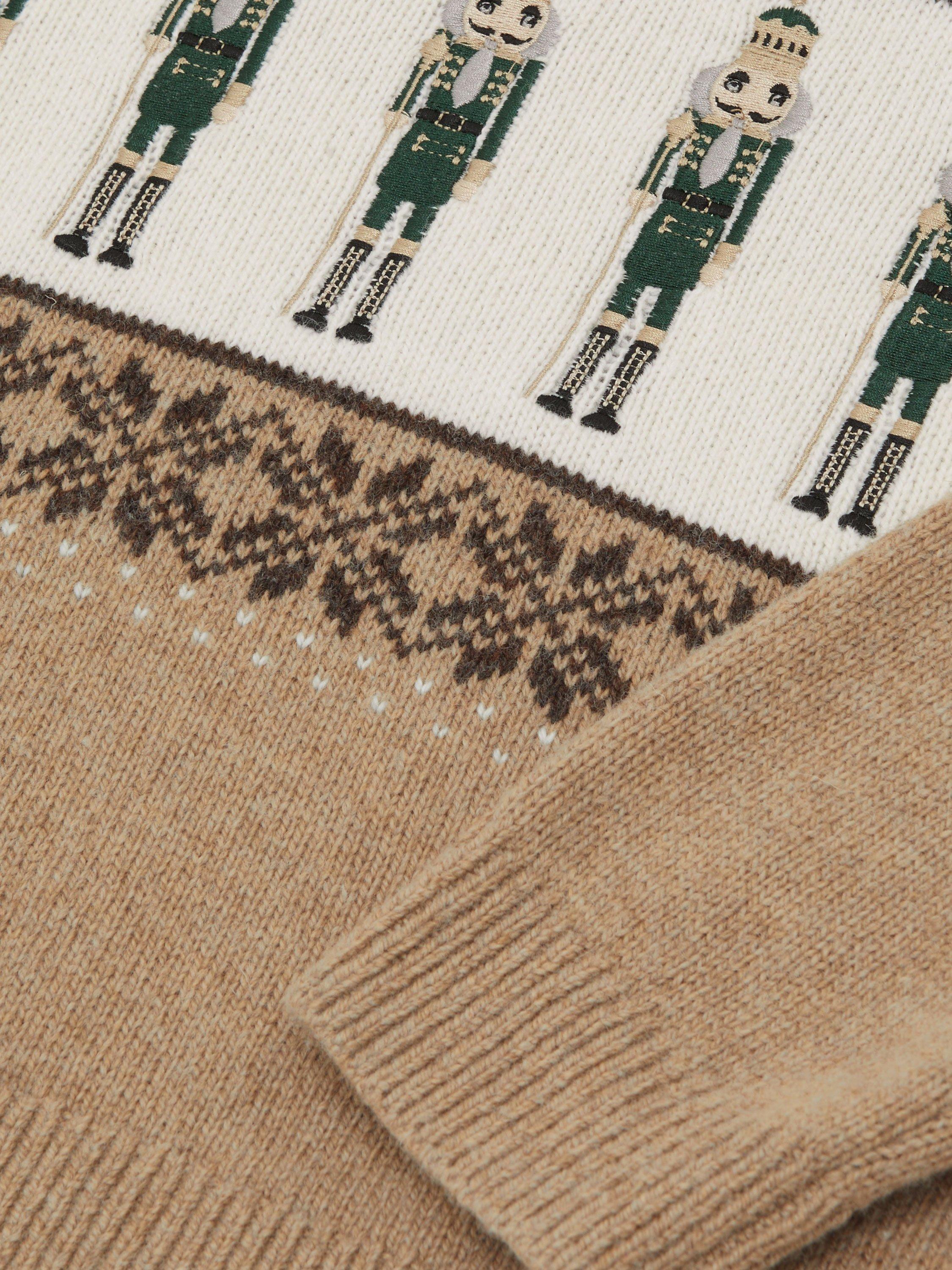 Product image 2 of 5, which shows Reiss Kids' Laurence Fair Isle Nutcracker Jumper, Camel, 9-10 years