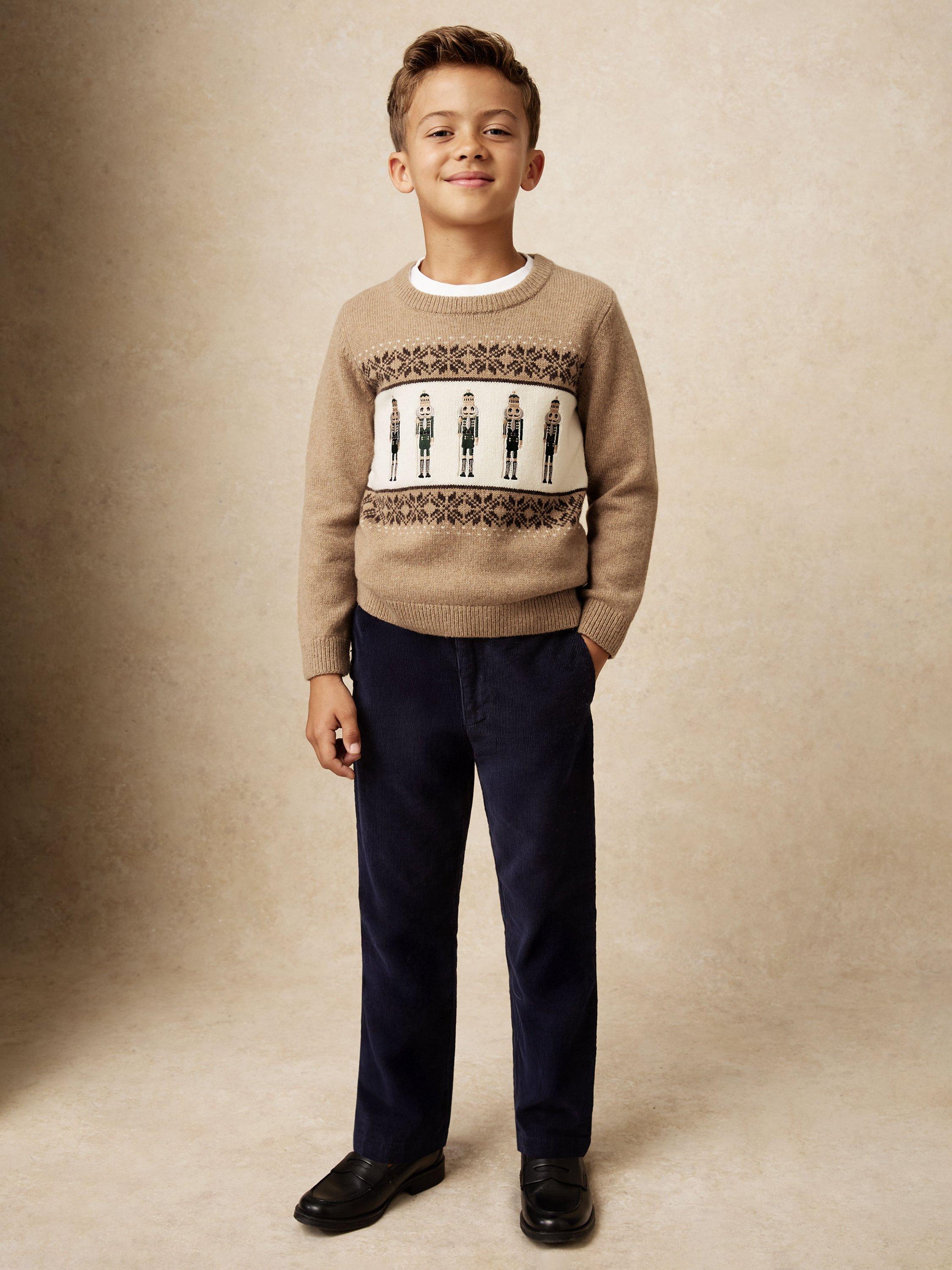 Product image 4 of 5, which shows Reiss Kids' Laurence Fair Isle Nutcracker Jumper, Camel, 9-10 years