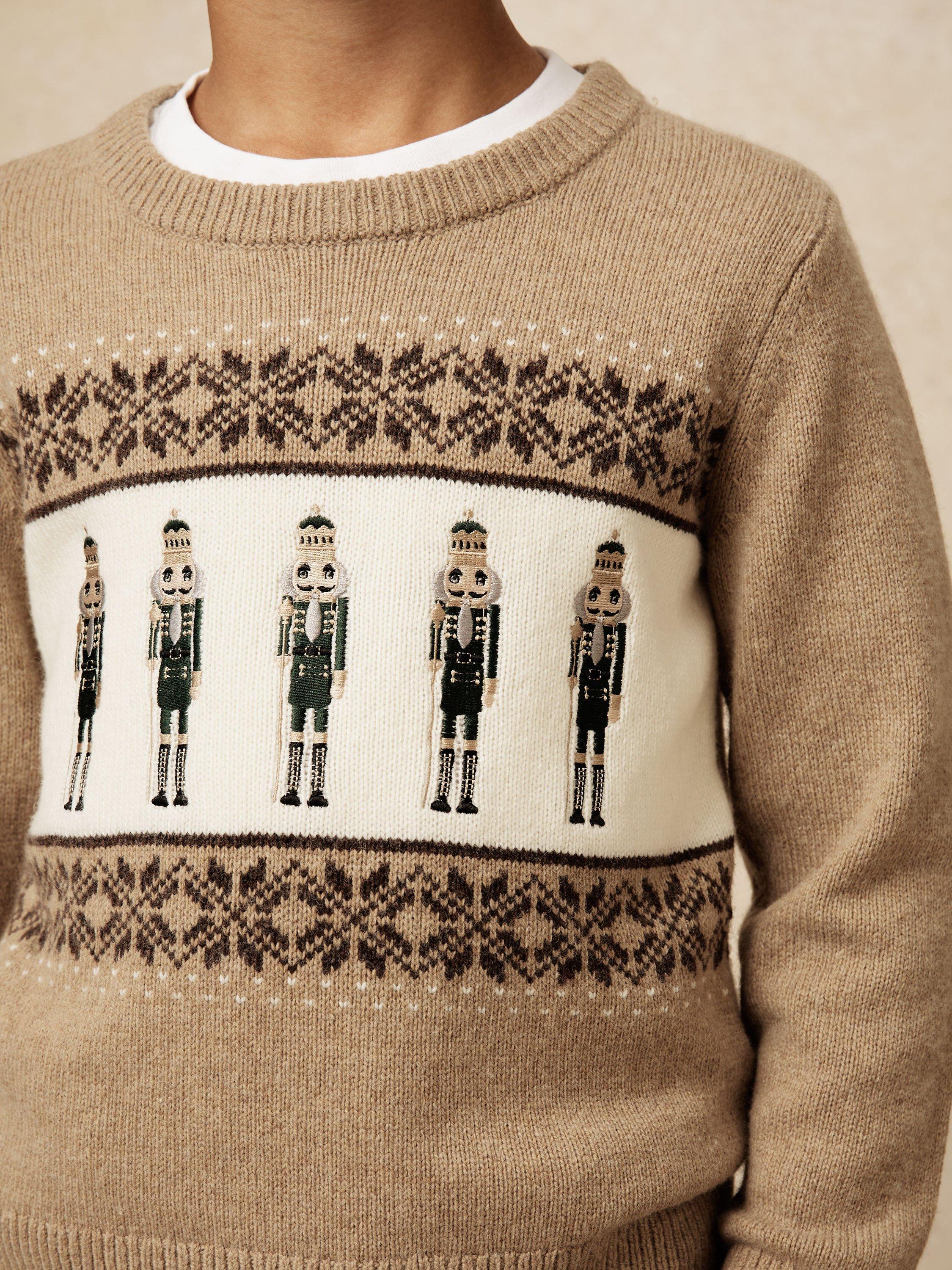 Product image 5 of 5, which shows Reiss Kids' Laurence Fair Isle Nutcracker Jumper, Camel, 9-10 years