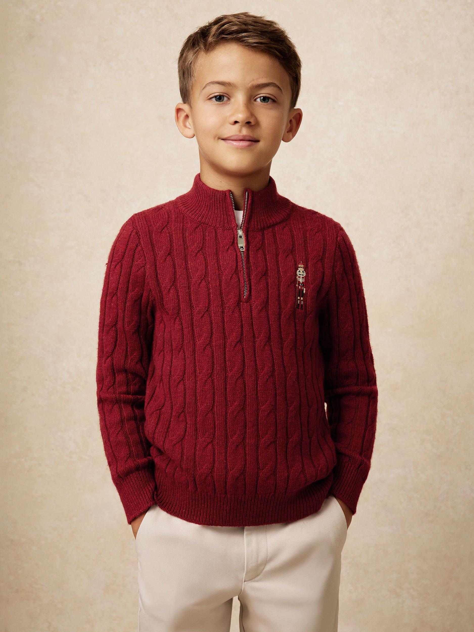 Reiss Kids' Nollaig Wool Blend Half Zip Nutcracker Jumper