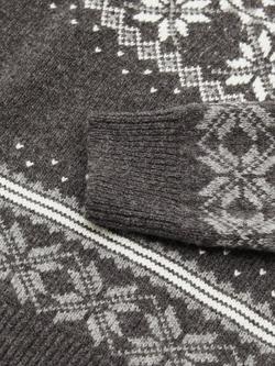 Reiss Kids' Perth Cotton Blend Fair Isle Jumper, Dark Grey/Off White - view 2, Dark Grey/Off White