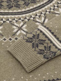 Reiss Kids' Sydney Cotton Blend Fair Isle Jumper, Sage Green - view 2, Sage Green