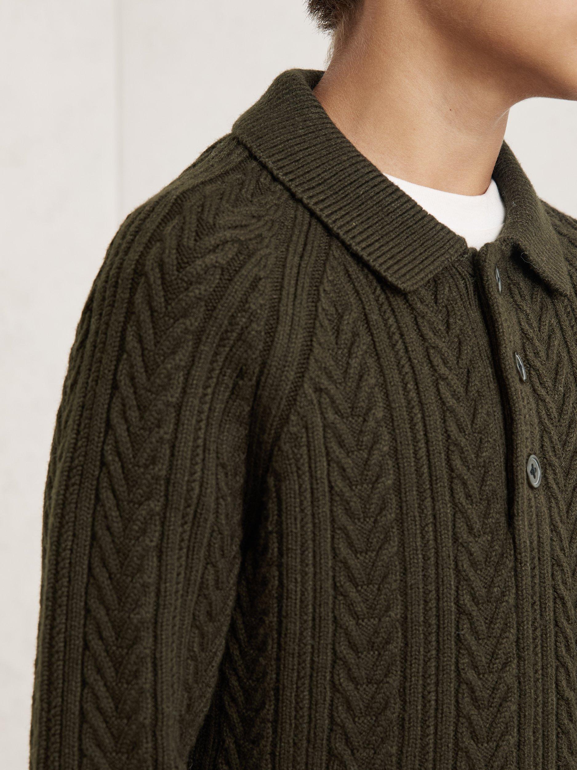 Product image 3 of 4, which shows Reiss Kids' Evesham Cotton Blend Cable Knit Jumper, Dark Green, 4-5 years