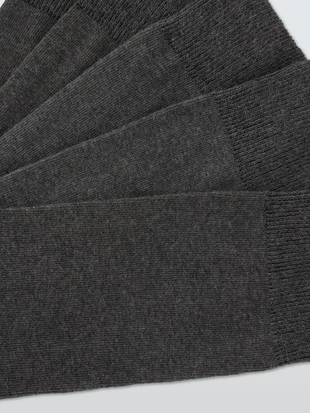 John Lewis Cotton Rich Plain Socks, Pack of 5 - view 2, Charcoal