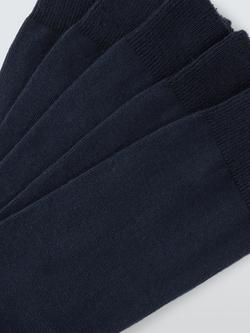 John Lewis Cotton Rich Plain Socks, Pack of 5 - view 2, Navy