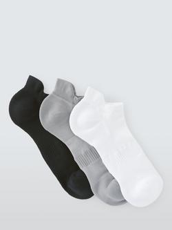 John Lewis Trainer Socks, Pack of 3, Black/White/Grey, Black/White/Grey