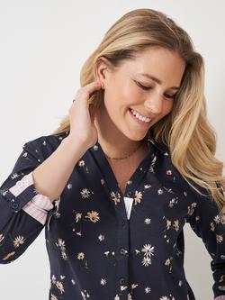 Crew Clothing Daisy Print Jersey Shirt, Blue - view 2, Blue