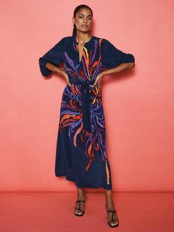 NRBY Ines Firework Pure Silk Dress, Navy/Multi, Navy/Multi