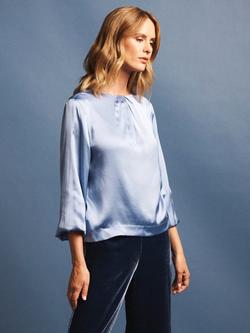 NRBY Patsy Pure Silk Satin Top, Chambray - view 2, Chambray