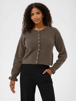 KAFFE Courson Round Neck Cardigan, Morel