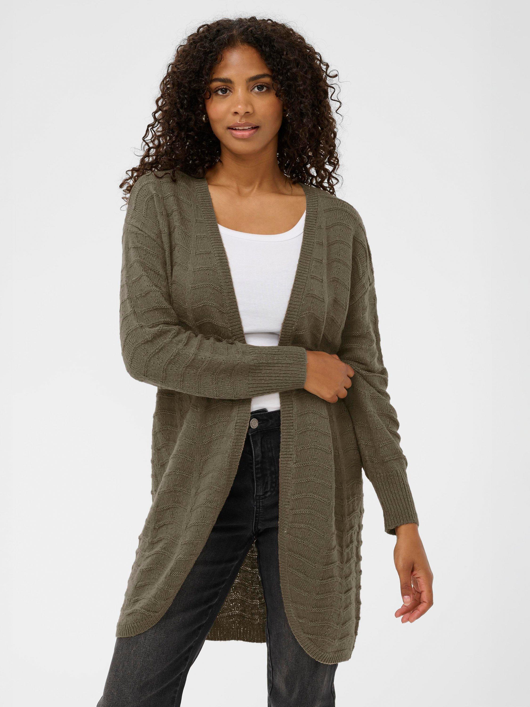 Product image 1 of 6, which shows KAFFE Emria Knit Cardigan, Morel, XS